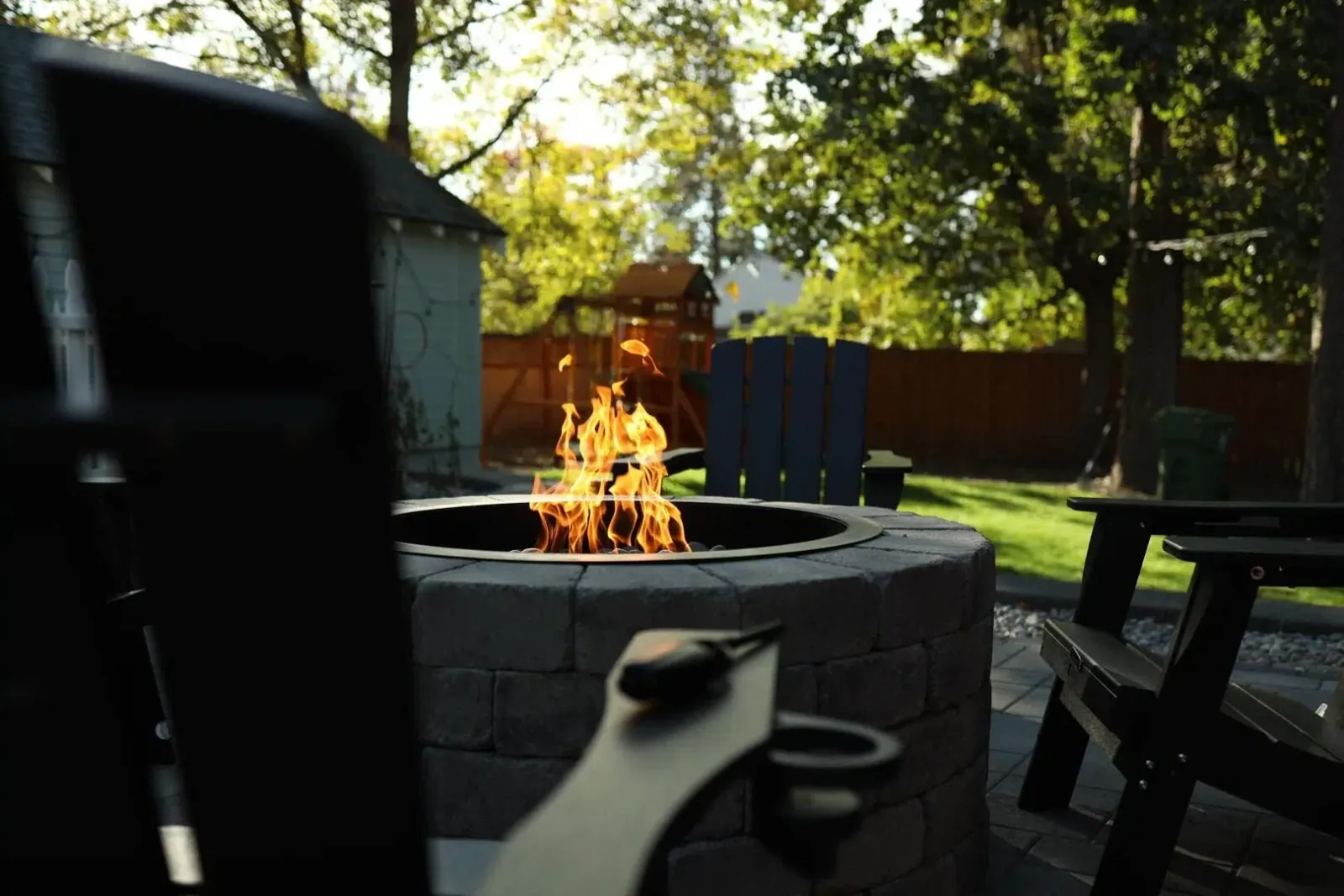 Evening Fire Pit with Chairs (Close-Up)
