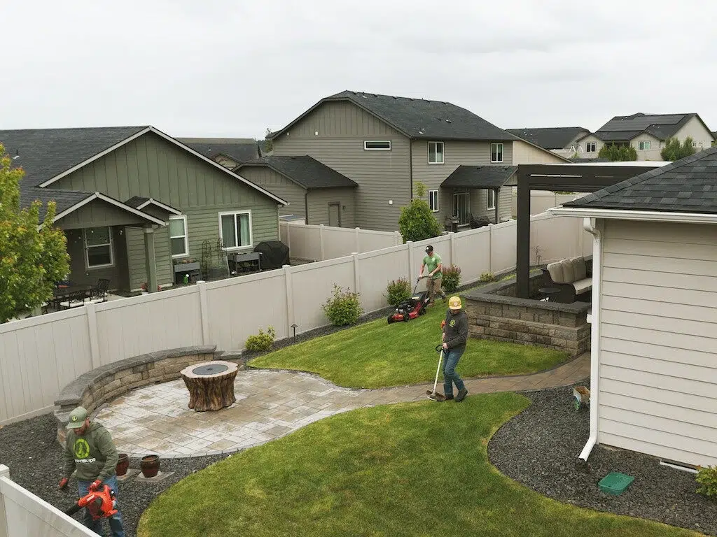 Greenscape Landscaping crew working on a yard