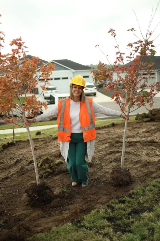 Crew Member Preparing for Tree Installation