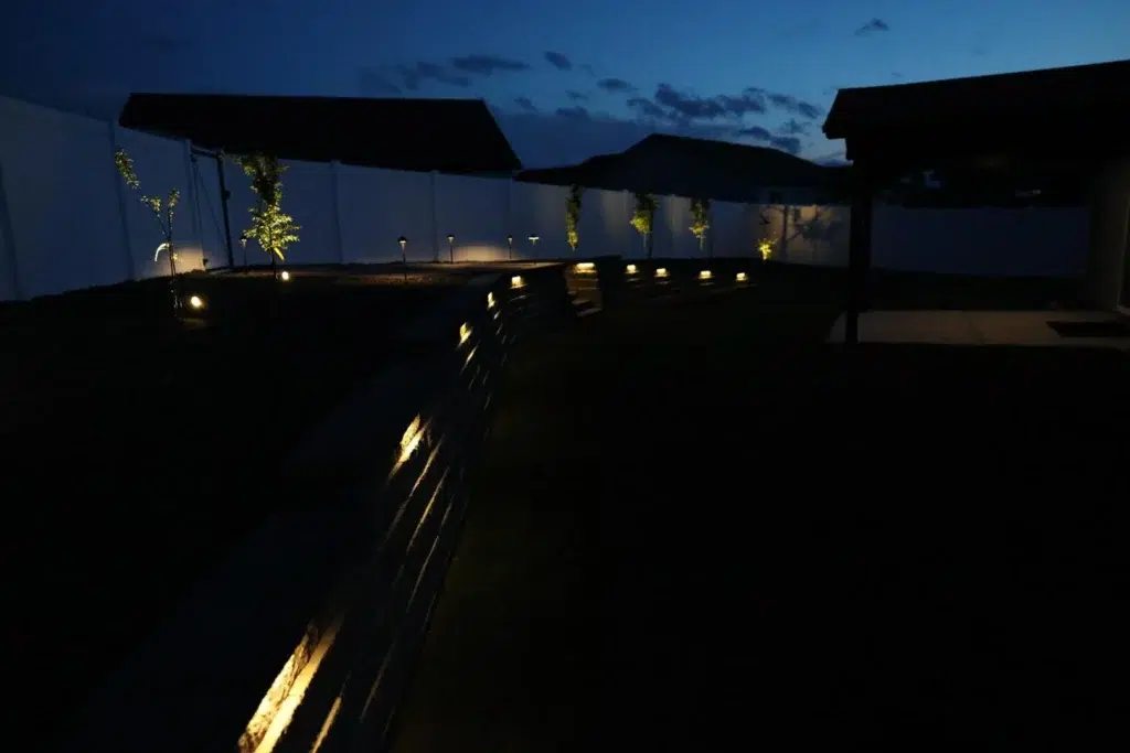 Minimalist Pathway Lights Leading to Modern Structure