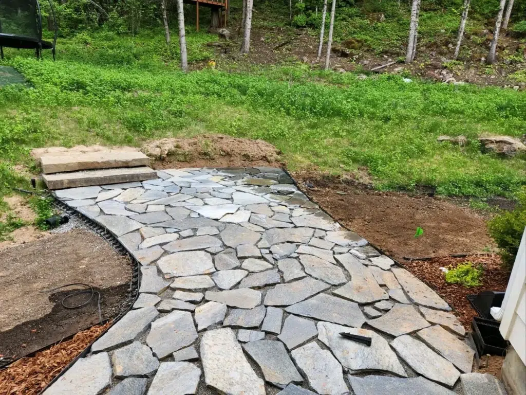 Natural Stone Pathway with Irregular Pavers