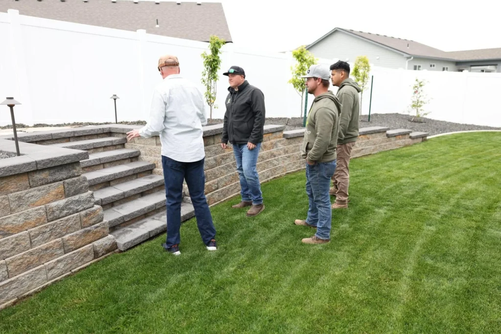 segmental retaining wall with steps